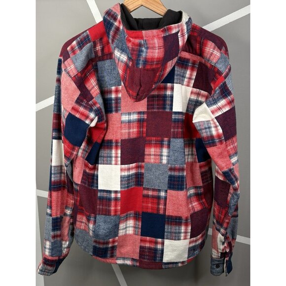 Vermont Flannel Co Hooded Men's XS Cottage Cozy Patchwork Plaid Full Zip Jacket - Picture 2 of 16